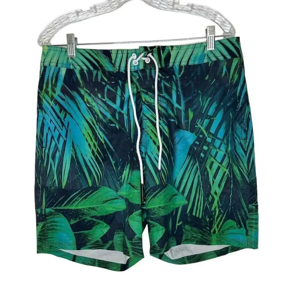 American Eagle Outfitters Blue Green Tropical Swim Board Shorts Size M Men's